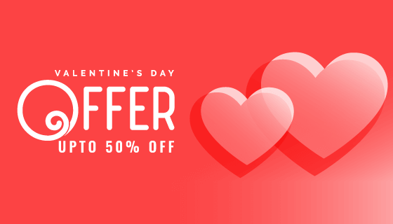 爱心设计情人节促销banner矢量素材(EPS)