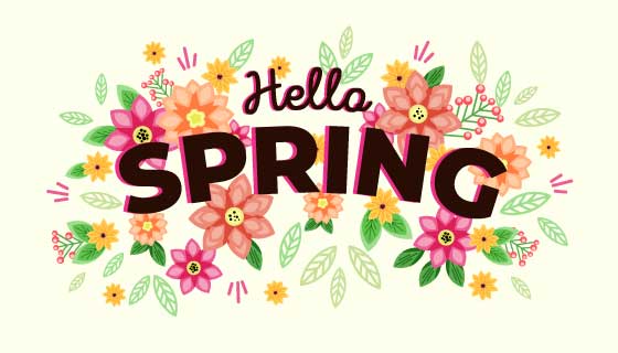 手绘五彩花朵春天背景矢量素材(AI/EPS/PNG)