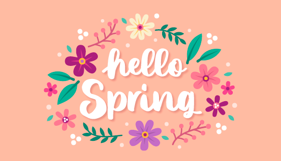 扁平叶子花朵设计春天背景矢量素材(AI/EPS/PNG)