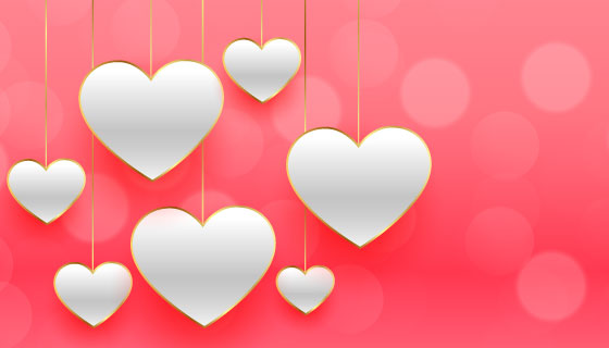 白色爱心吊坠情人节快乐banner矢量素材(EPS)