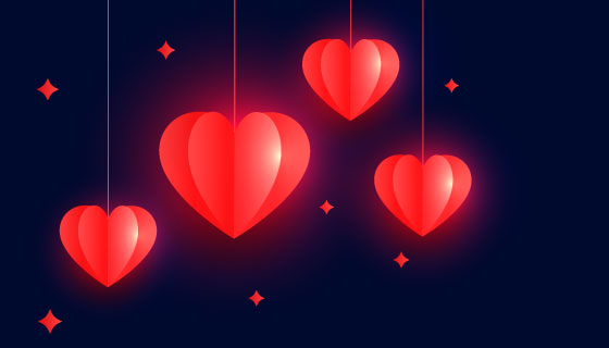 红色爱心吊坠情人节促销banner矢量素材(EPS)