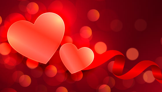 红色爱心情人节散景banner矢量素材(EPS)