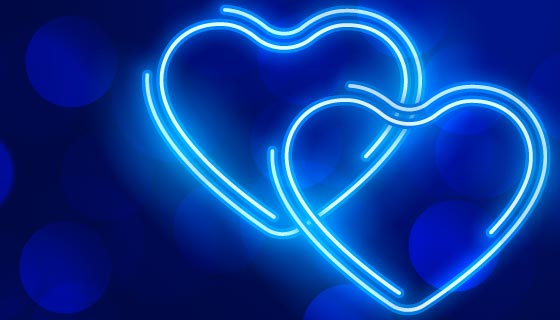 蓝色荧光爱心情人节快乐banner矢量素材(EPS)