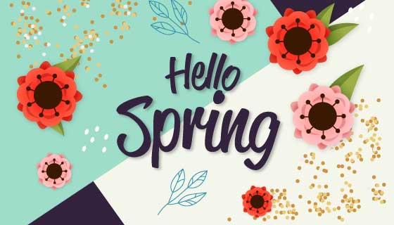 扁平风格春天花卉矢量素材(AI/EPS)