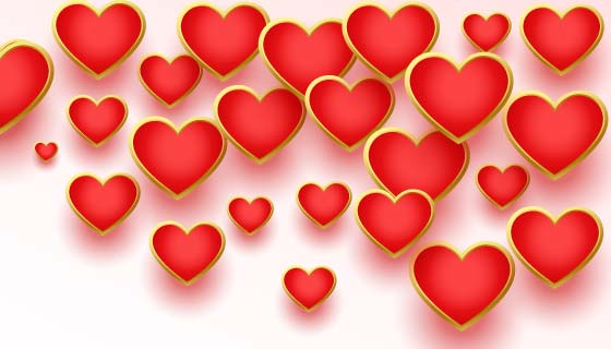 红色爱心情人节快乐banner矢量素材(EPS)