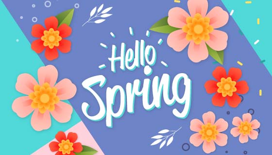 扁平风格春天花卉矢量素材(AI/EPS)