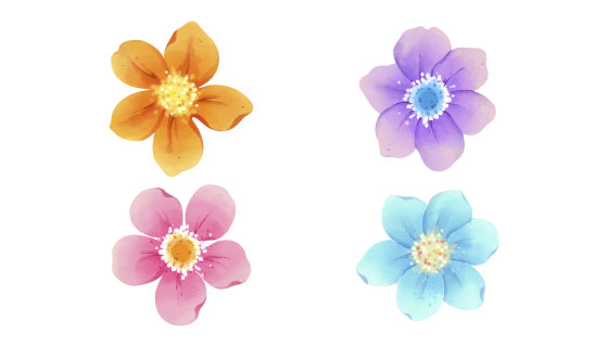 水彩风格花朵矢量素材(AI/EPS/PNG)