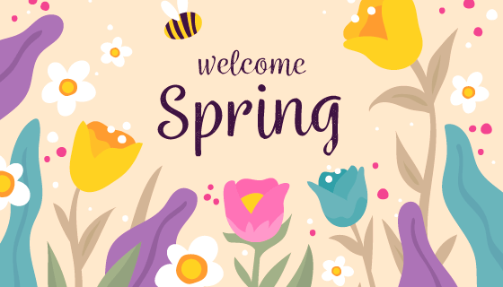 手绘花卉春天背景矢量素材(AI/EPS/PNG)