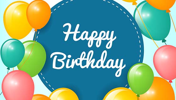 生日快乐气球背景矢量素材(EPS/AI)
