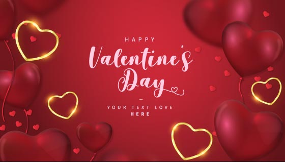 创意爱心气球情人节背景矢量素材(EPS)