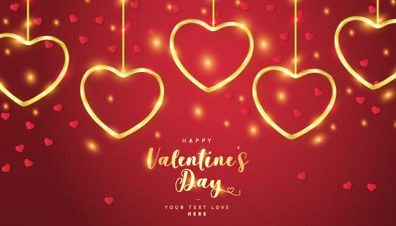 金色爱心情人节背景矢量素材(EPS)