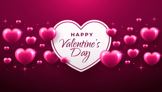 粉色闪亮爱心情人节背景矢量素材(AI/EPS)