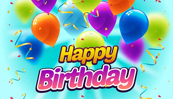 生日气球和彩带背景矢量素材(EPS/AI)