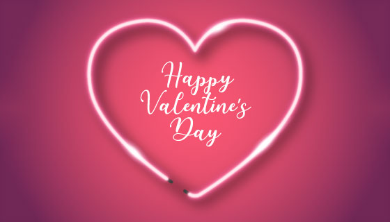 霓虹灯爱心情人节快乐矢量素材(EPS)