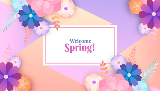 多彩花朵春天背景矢量素材(AI/EPS)