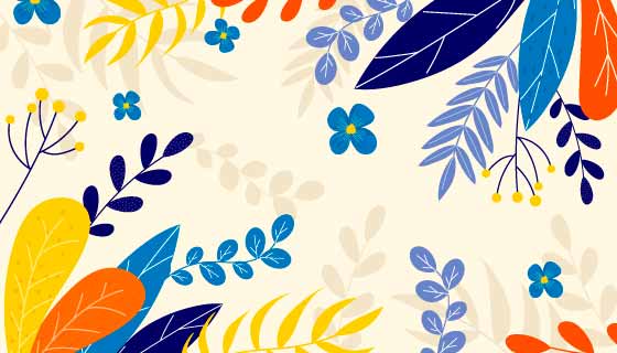 扁平风格多彩花卉春天背景矢量素材(AI/EPS)