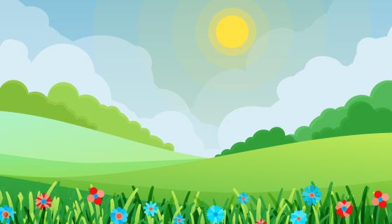 扁平风格春天景色矢量素材(AI/EPS)