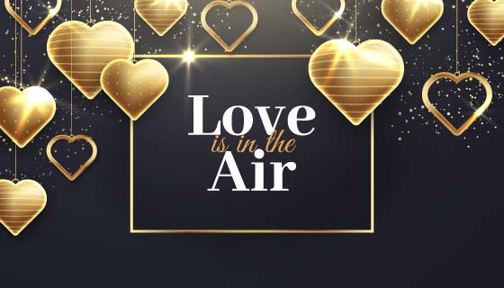 金色爱心吊坠情人节背景矢量素材(AI/EPS)