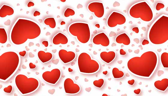 可爱红色爱心情人节贺卡矢量素材(EPS/PNG)