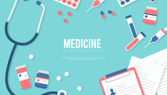 扁平风格医学元素背景矢量素材(AI/EPS)