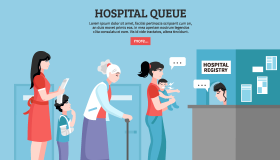 医院排队挂号的人们矢量素材(EPS)