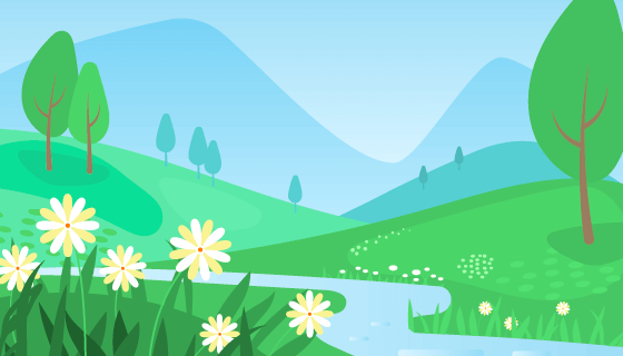 扁平风格春天景色矢量素材(AI/EPS)