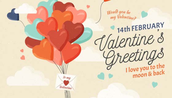 爱心气球情人节背景矢量素材(AI/EPS)