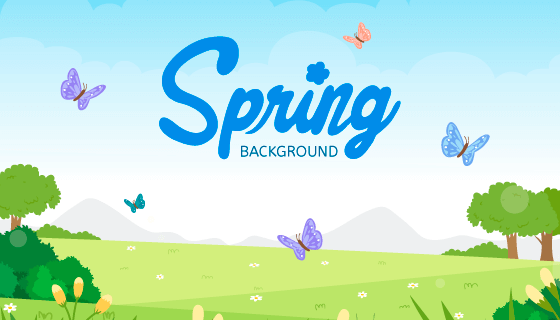 手绘风格春天背景矢量素材(AI/EPS)