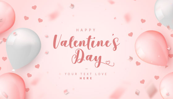 粉色白色气球情人节背景矢量素材(EPS)