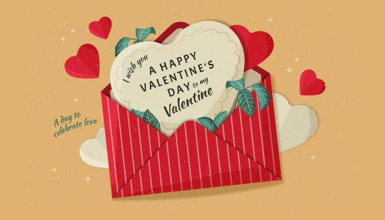 爱心信封情人节背景矢量素材(AI/EPS/PNG)