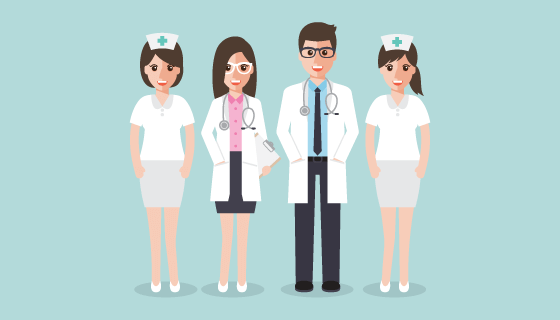 扁平风格设计医疗团队矢量素材(EPS/PNG)