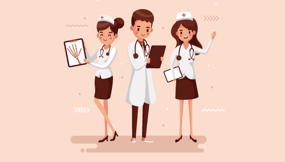 手绘风格设计医疗团队矢量素材(AI/EPS/PNG)