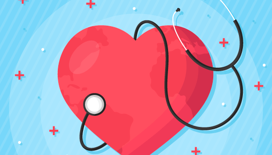 扁平风格心脏和听诊器矢量素材(AI/EPS)