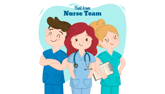 手绘风格护士团队矢量素材(AI/EPS/PNG)