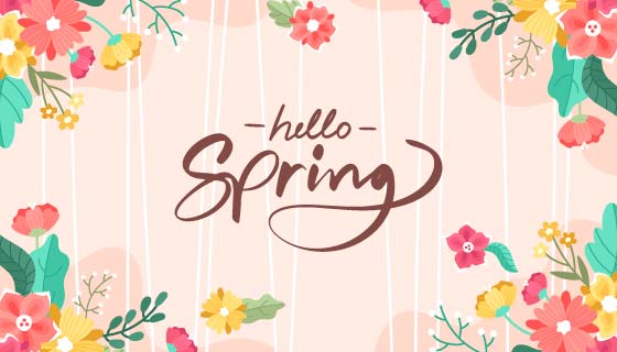 多彩花卉春天背景矢量素材(AI/EPS)