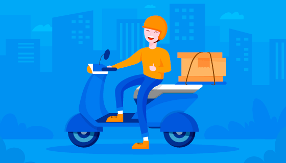 骑摩托车的快递员矢量素材(AI/EPS)