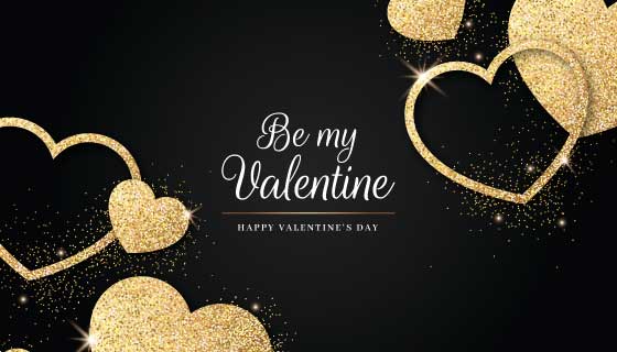 金色爱心情人节背景矢量素材(AI/EPS)