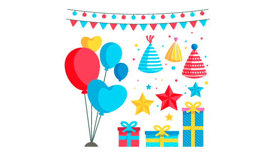 五彩缤纷的生日装饰矢量素材(AI/EPS/PNG)