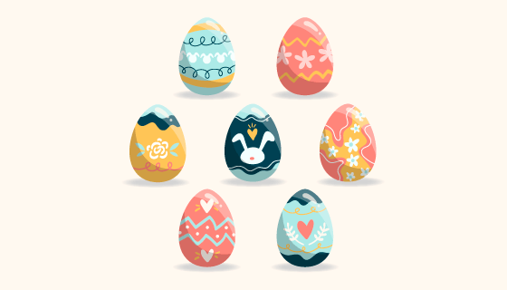 七种复活节彩蛋矢量素材(AI/EPS/PNG)