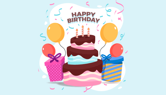 扁平风格生日快乐矢量素材(AI/EPS/PNG)