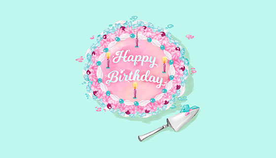 水彩生日蛋糕背景矢量素材(EPS/AI)