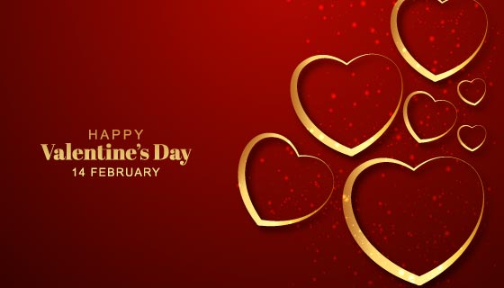 金色爱心情人节背景矢量素材(EPS)