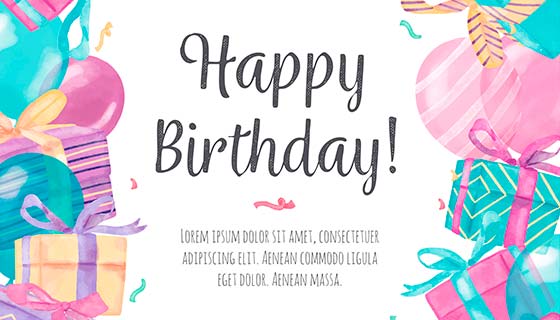 水彩风格精美礼品矢量素材(EPS/AI)