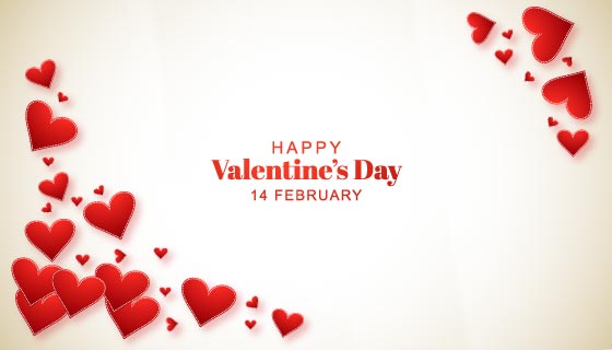 漂亮红色爱心情人节背景矢量素材(EPS)