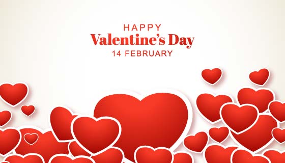 漂亮红色爱心情人节背景矢量素材(EPS)