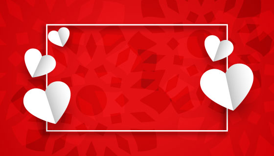 白色剪纸爱心情人节背景矢量素材(EPS)