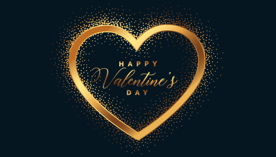 金色爱心情人节卡片矢量素材(EPS/PNG)