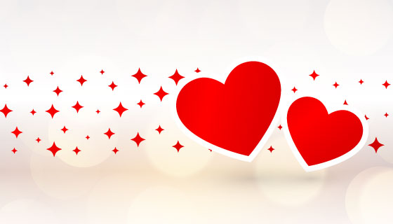两颗靠在一起的爱心情人节背景矢量素材(EPS)