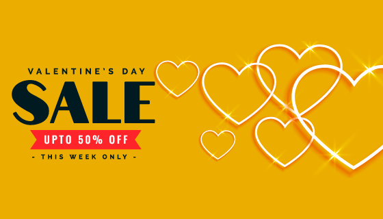 闪亮爱心情人节促销banner矢量素材(EPS)