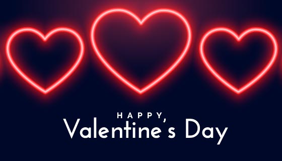 霓虹灯爱心情人节快乐banner矢量素材(EPS)